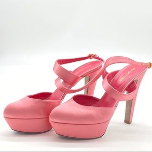 Sergio Rossi Coral Satin Platform Heels